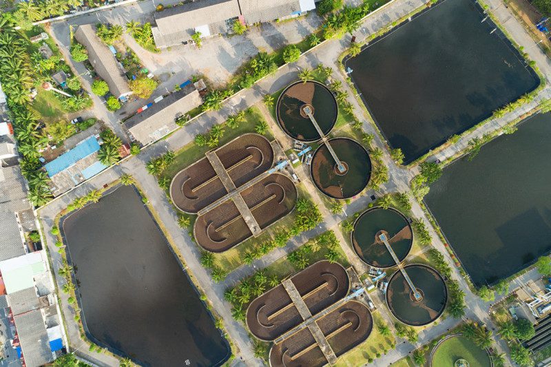 Aerial of wastewater treatment plant